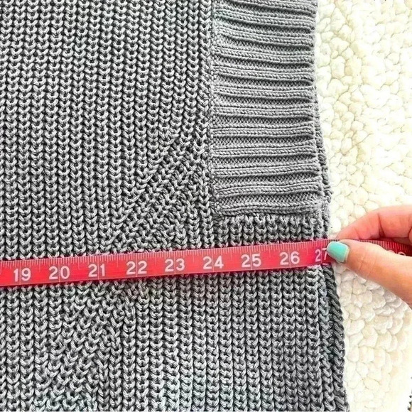 Pure Handknit 100% Cotton Loose Knit Sleeveless Oversize Zip Cardigan Size M/L - Picture 13 of 13